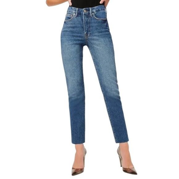 Good American Good Classic Raw Hem Medium Wash Women's 0/25 - Picture 3 of 14